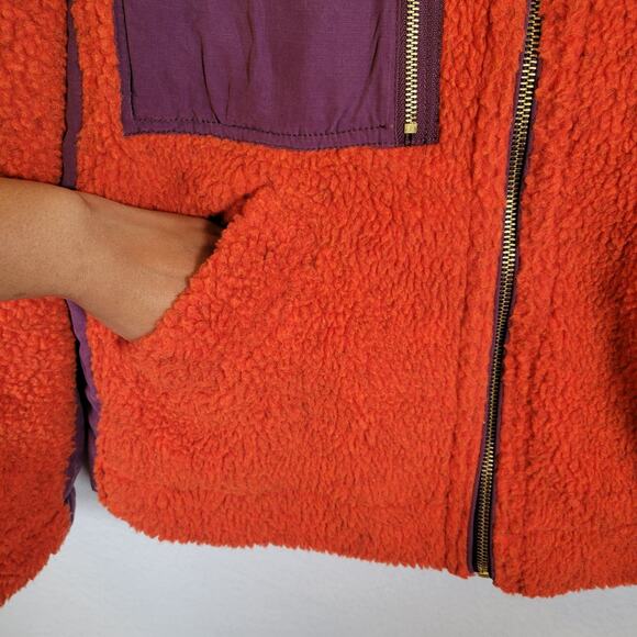 Free People Womens Rivington Sherpa Jacket Coat Size Small Red Outdoor Boho Fall - Picture 3 of 9